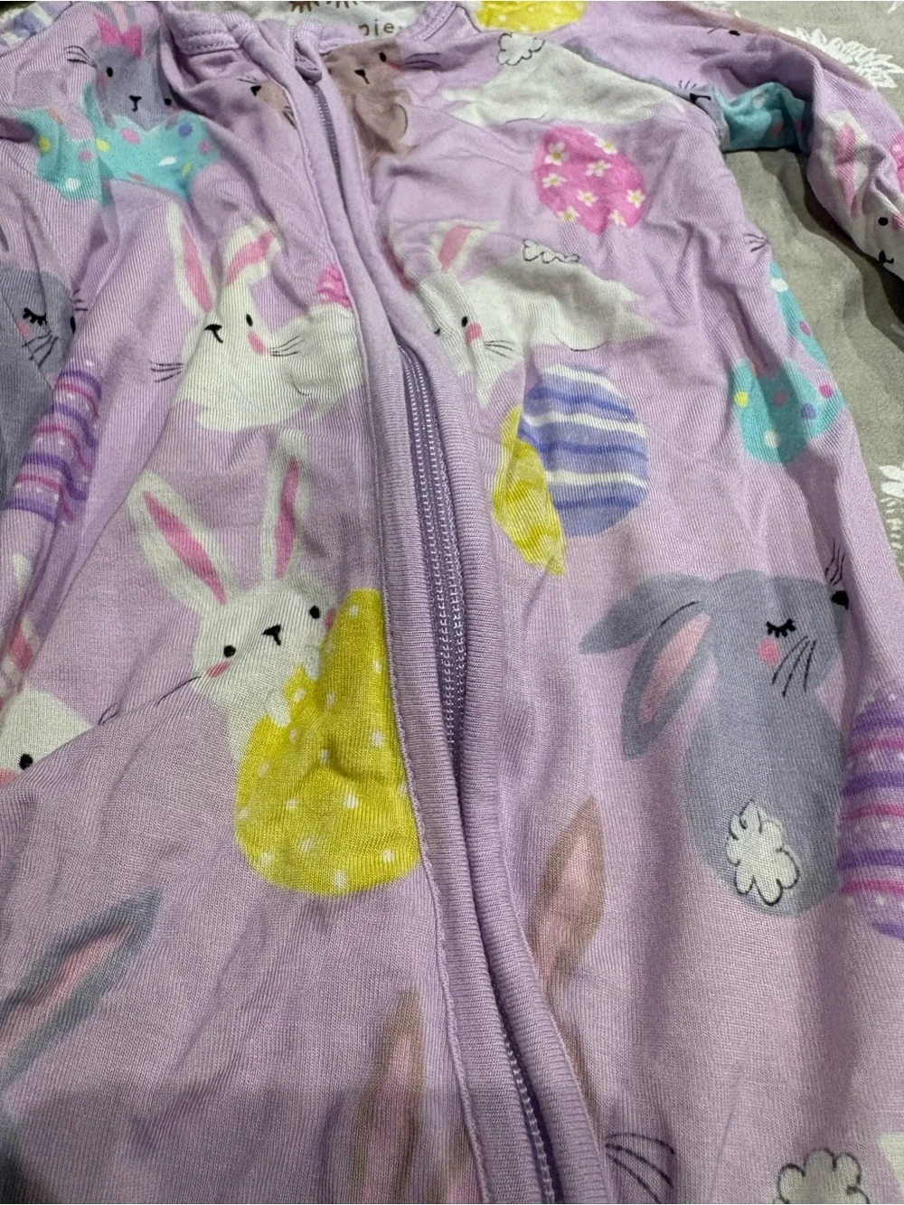Little Sleepies purple Easter bunny print zip pj 6-12 months